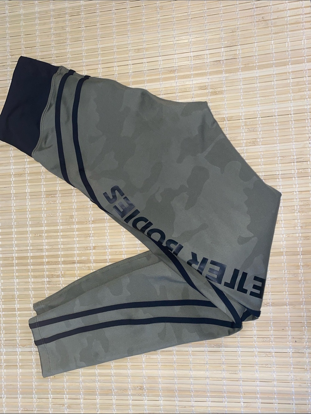 BETTER BODIES Olive Camo Leggings with Black Accents